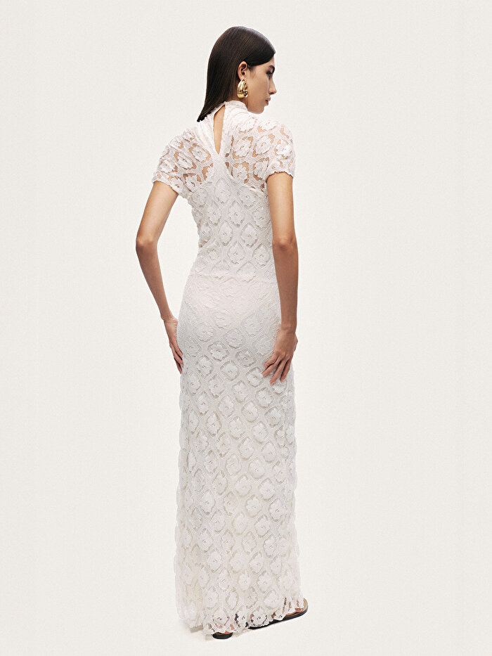 Nocturne Transparan Dantel Detaylı Maxi Elbise
