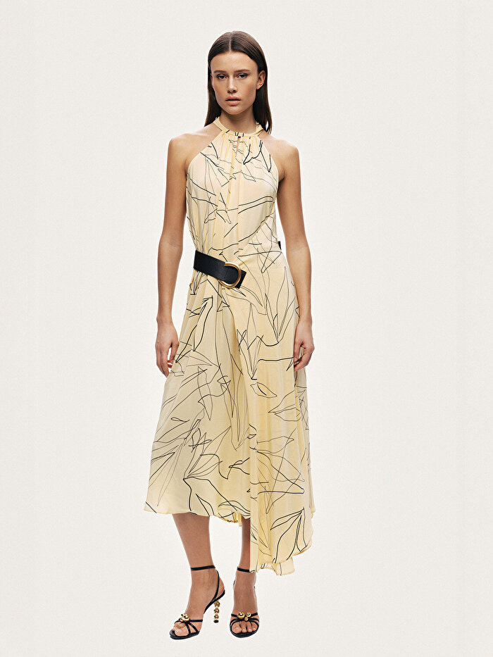 Nocturne Kemer Detaylı Asimetrik Midi Elbise