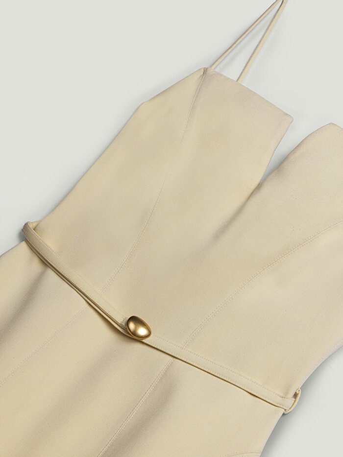 Nocturne Kemer Detaylı Askılı Midi Elbise