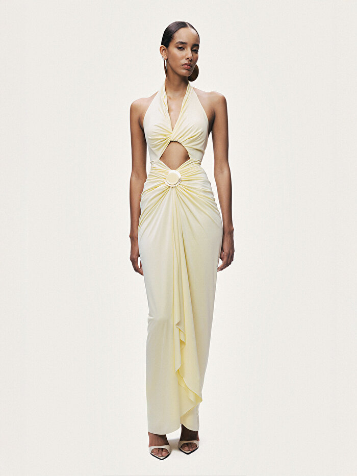 Nocturne Pencere Detaylı Aksesuarlı Maxi Elbise