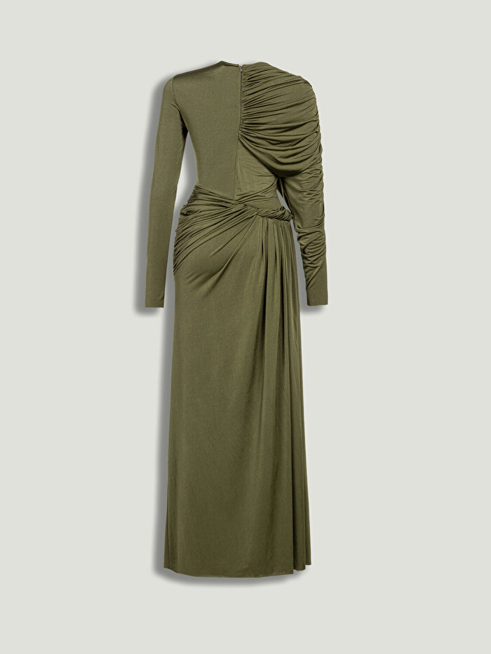Nocturne Drape ve Burgu Detaylı Maxi Elbise