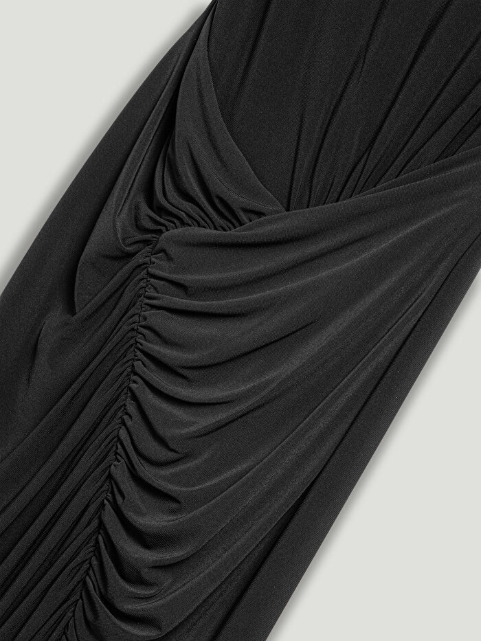 Nocturne Drape Detaylı Yırtmaçlı Maxi Elbise