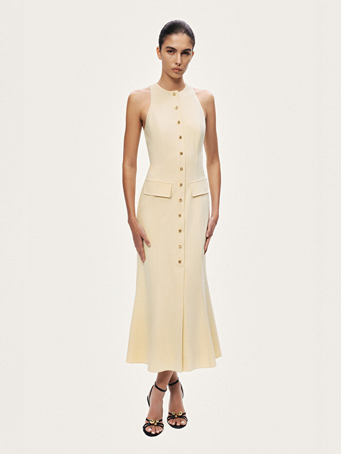 Nocturne Düğme Detaylı Midi Elbise