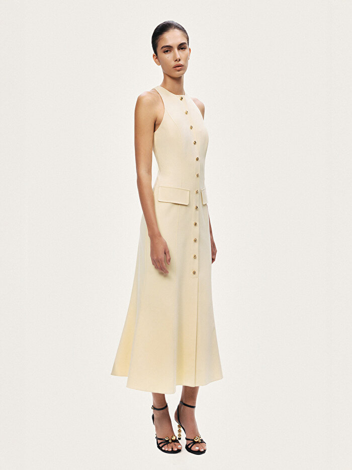 Nocturne Düğme Detaylı Midi Elbise