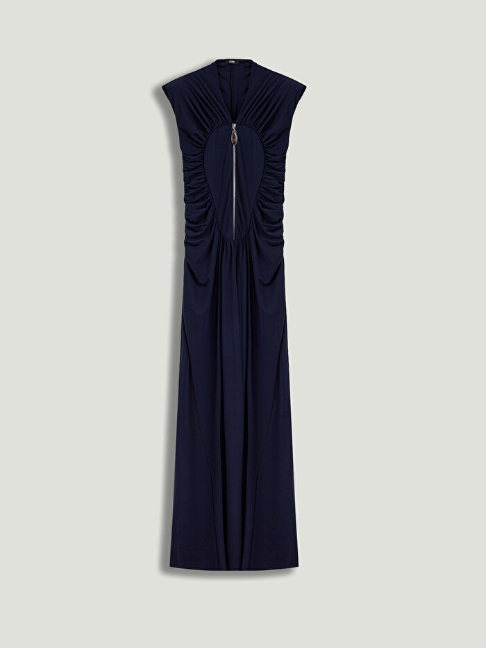 Nocturne Drapeli ve Fermuar Detaylı Maxi Elbise
