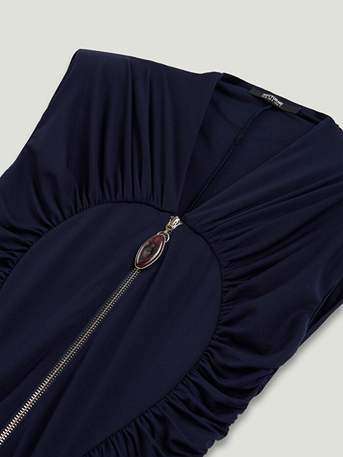 Nocturne Drapeli ve Fermuar Detaylı Maxi Elbise