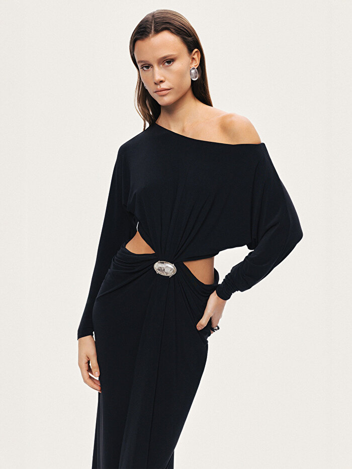 Nocturne Pencere Detaylı Maxi Elbise