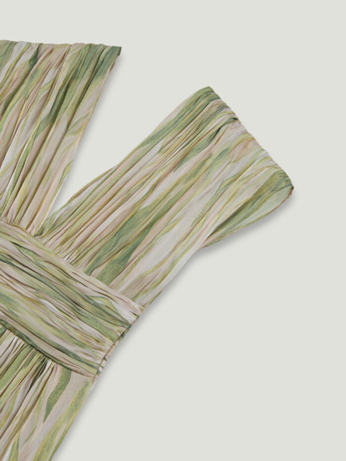 Nocturne Desenli V Yaka Midi Elbise