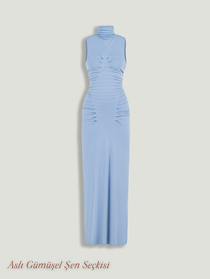 Nocturne Drape Detaylı Yırtmaçlı Maxi Elbise