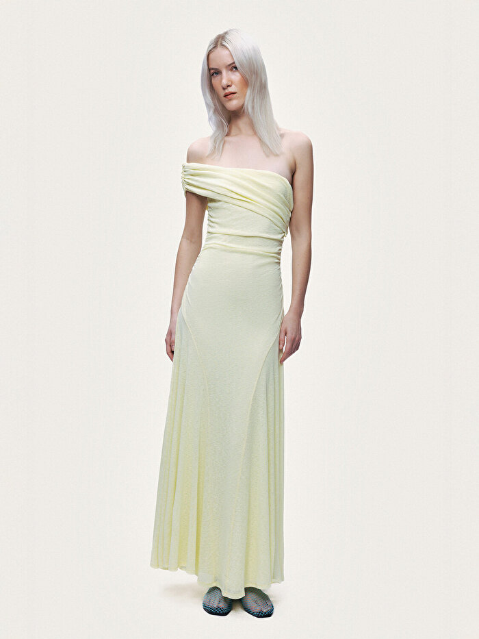 Nocturne Asimetrik Yaka Tek Omuz Maxi Elbise