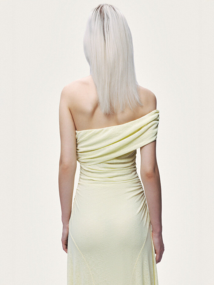 Nocturne Asimetrik Yaka Tek Omuz Maxi Elbise