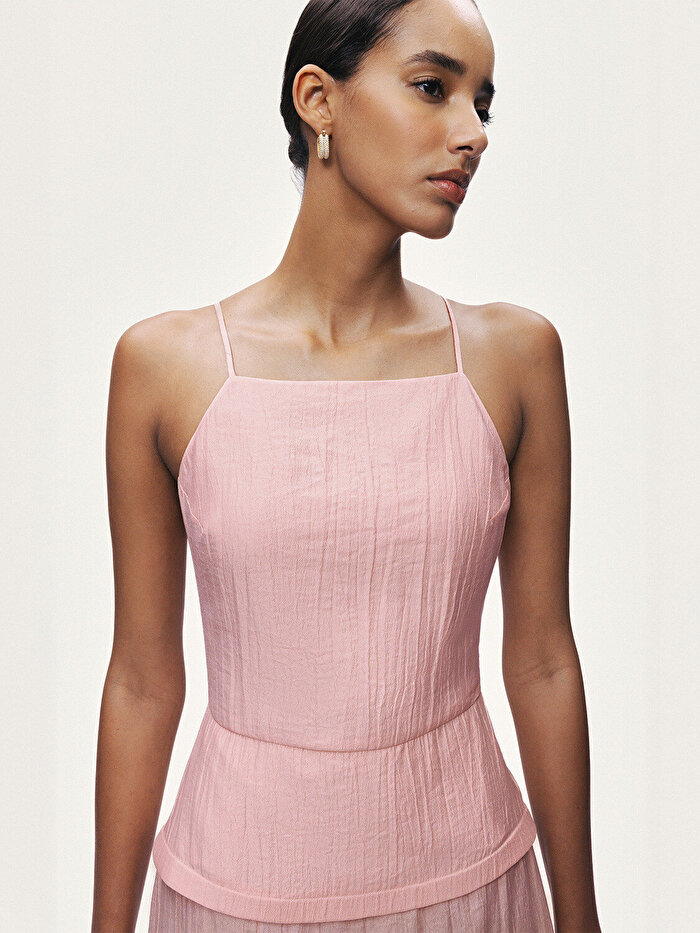 Nocturne İp Askılı Midi Elbise