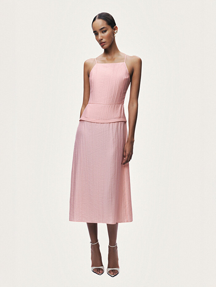 Nocturne İp Askılı Midi Elbise