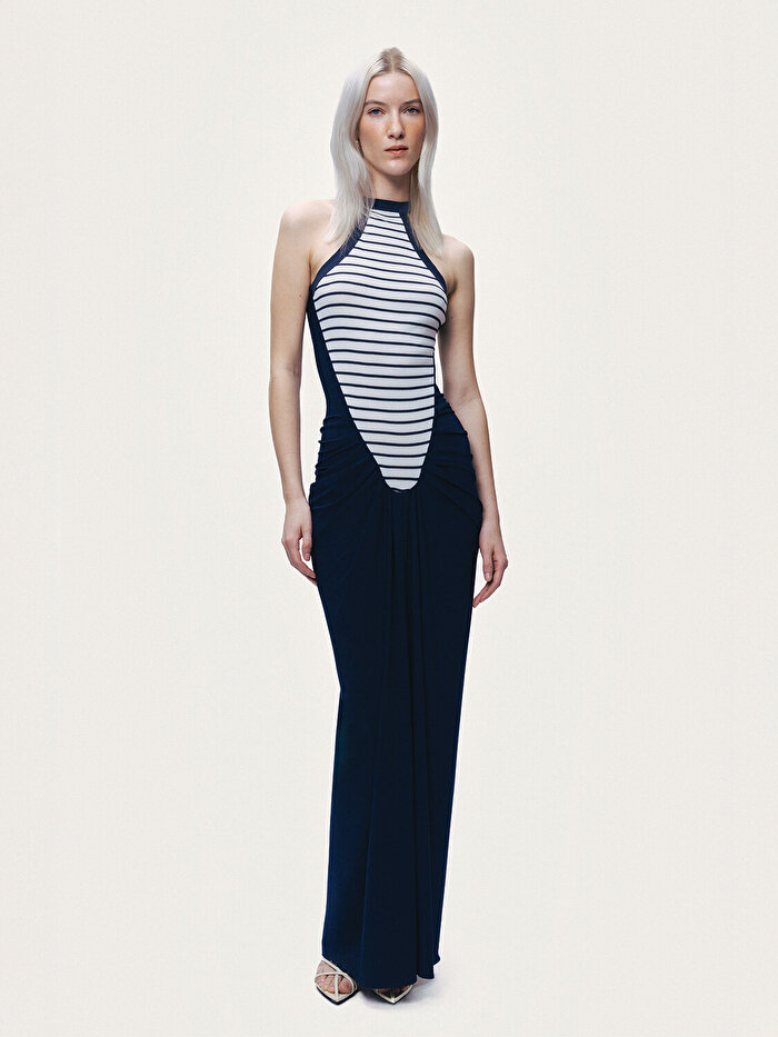 Nocturne Drape Detaylı Halter Yaka Maxi Elbise