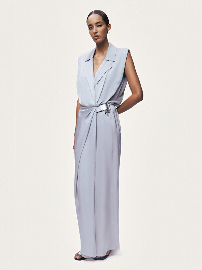 Nocturne Aksesuarlı Kemer Detaylı Maxi Elbise