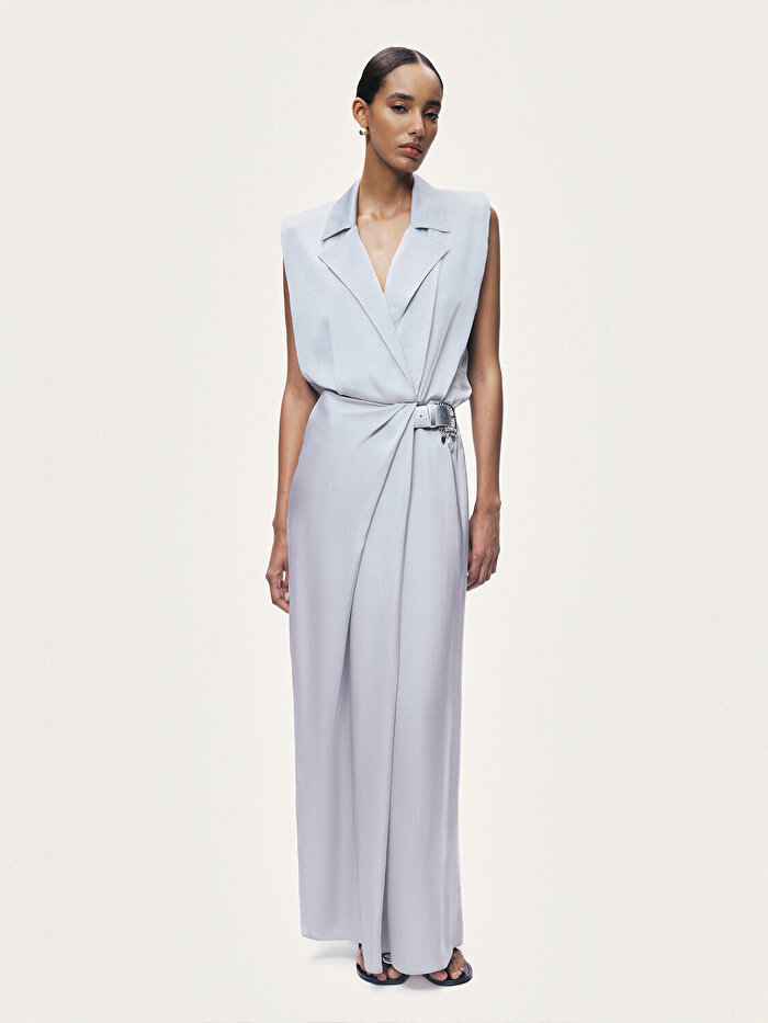 Nocturne Aksesuarlı Kemer Detaylı Maxi Elbise