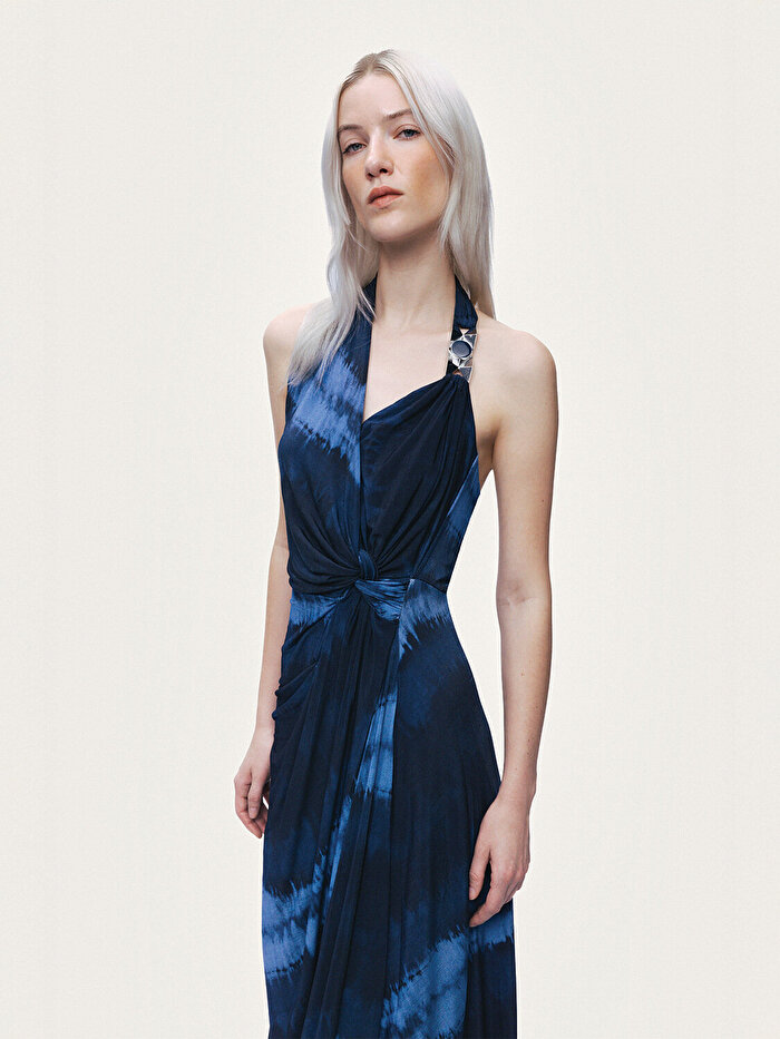 Nocturne Batik Desenli Midi Elbise