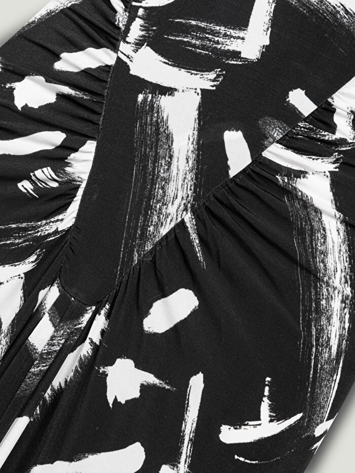 Nocturne Desenli Halter Yaka Maxi Elbise