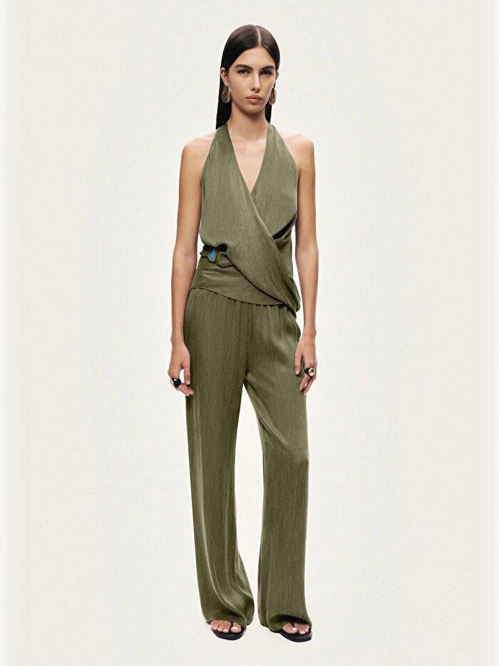 Nocturne Dökümlü Düz Paça Pantolon