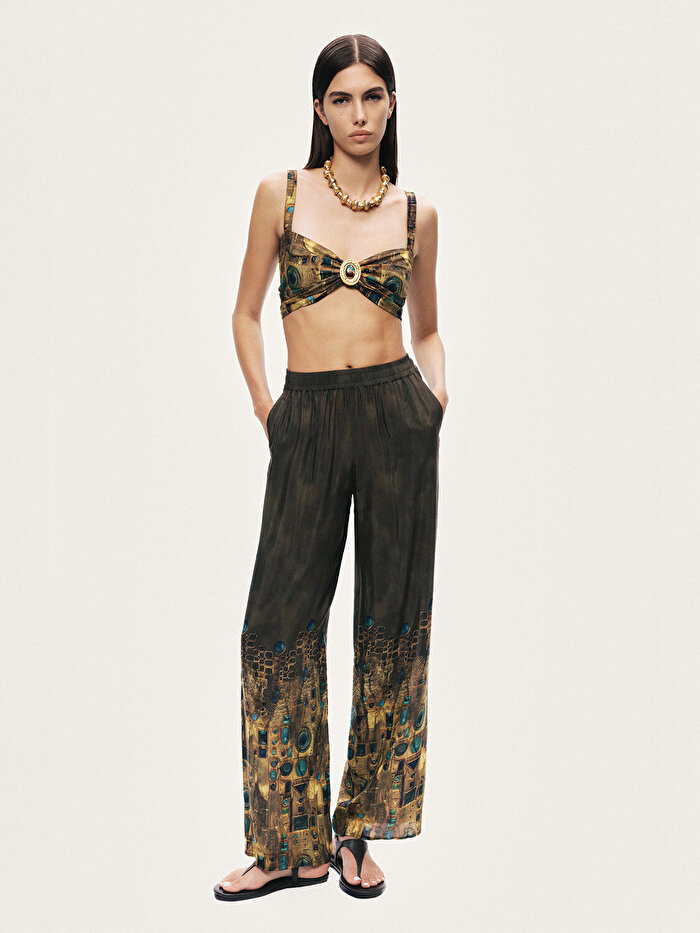 Nocturne Desenli Düz Paça Pantolon