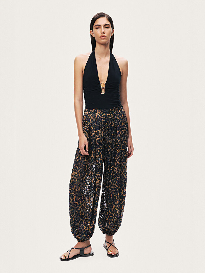 Nocturne Leopar Desenli Şalvar Pantolon