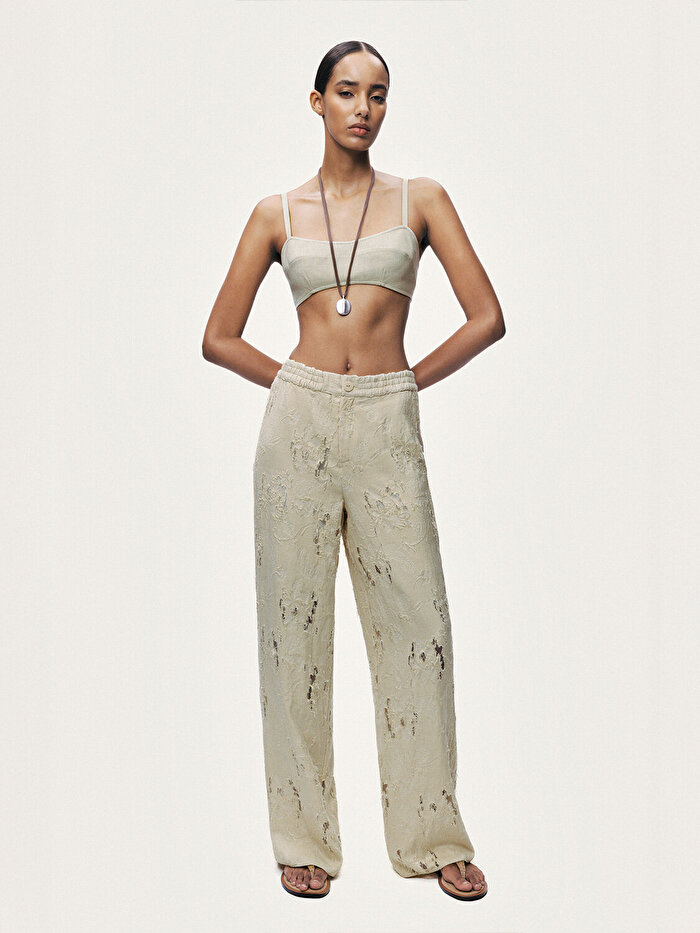 Nocturne Jakar Detaylı Geniş Paça Pantolon