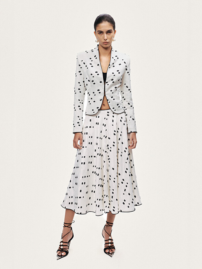 Nocturne Desenli Midi Çan Etek