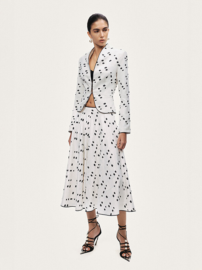 Nocturne Desenli Midi Çan Etek