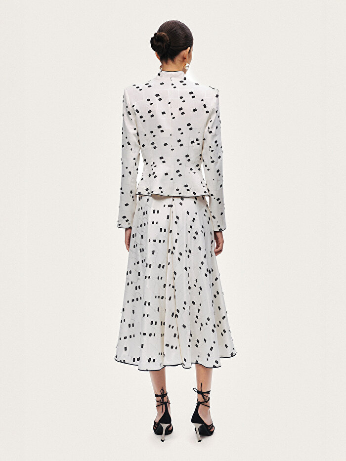 Nocturne Desenli Midi Çan Etek