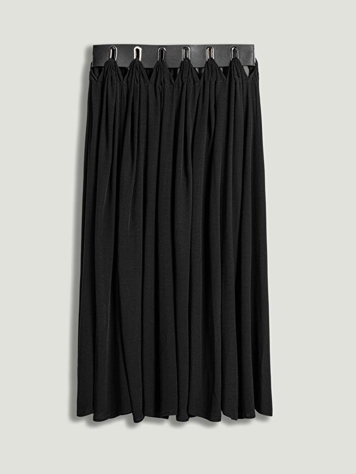 Nocturne Kuş Gözü Kemer Detaylı Midi Etek