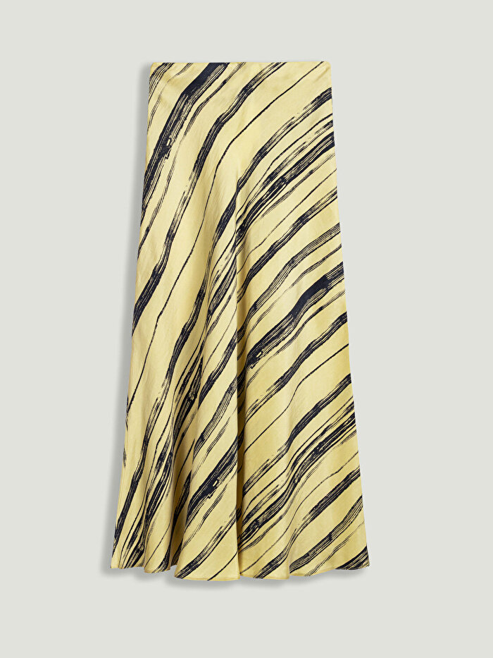 Nocturne Çizgi Desenli Midi Etek