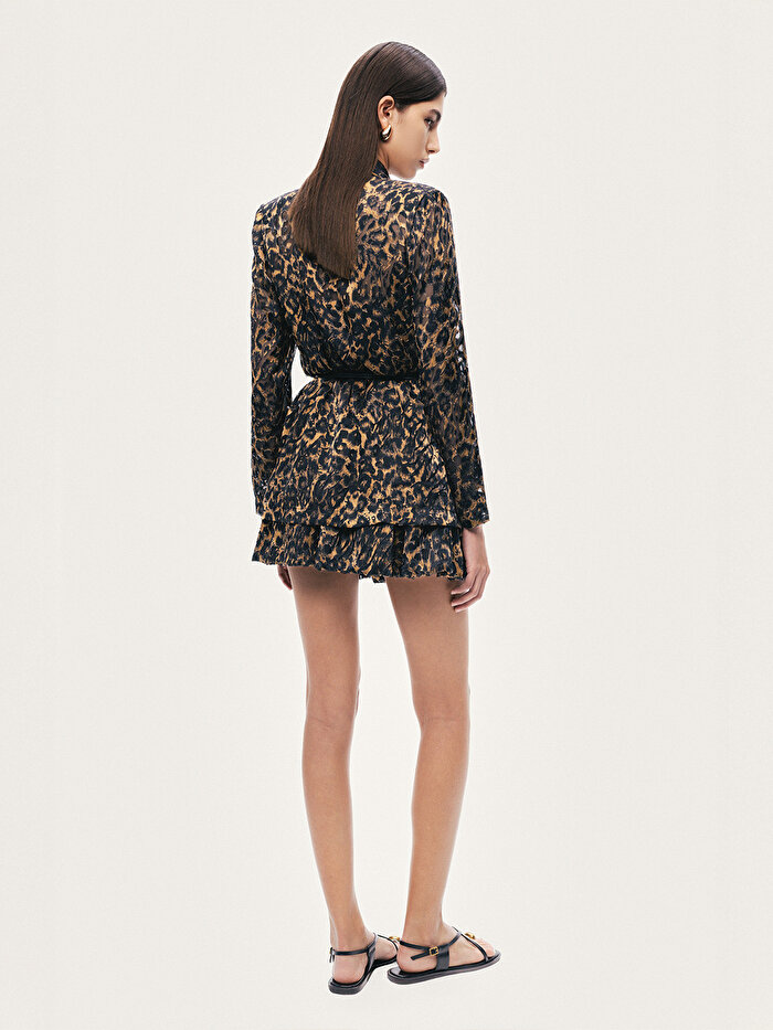 Nocturne Kemer Detaylı Leopar Desenli Ceket