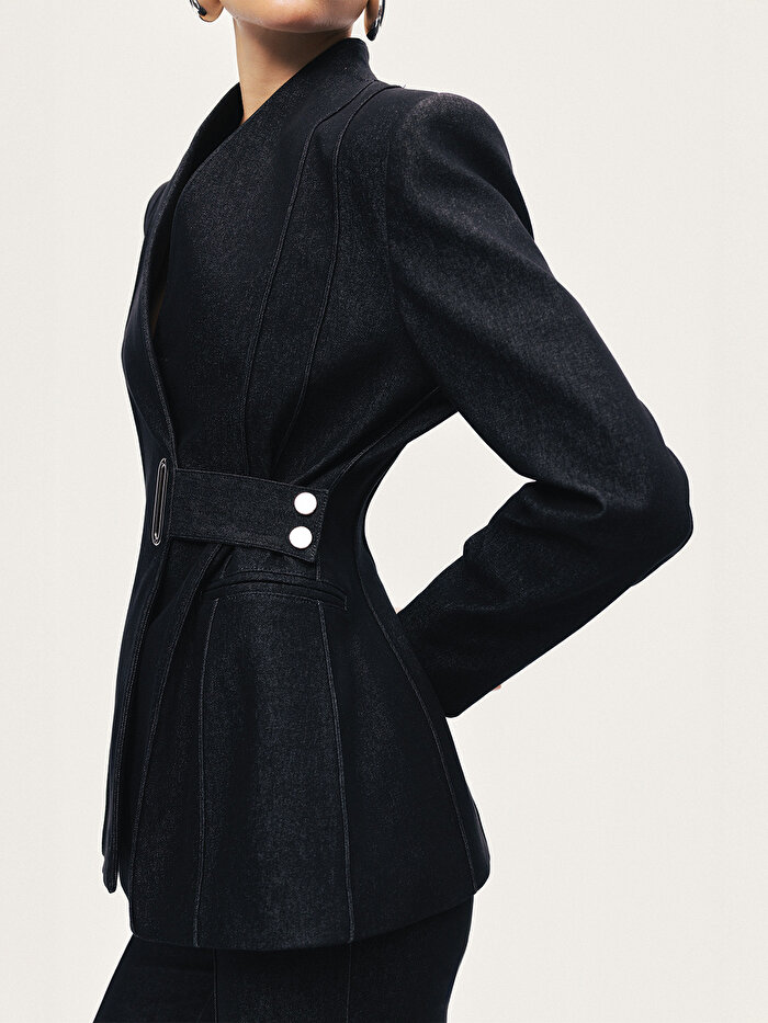 Nocturne Vatkalı Kruvaze Denim Ceket