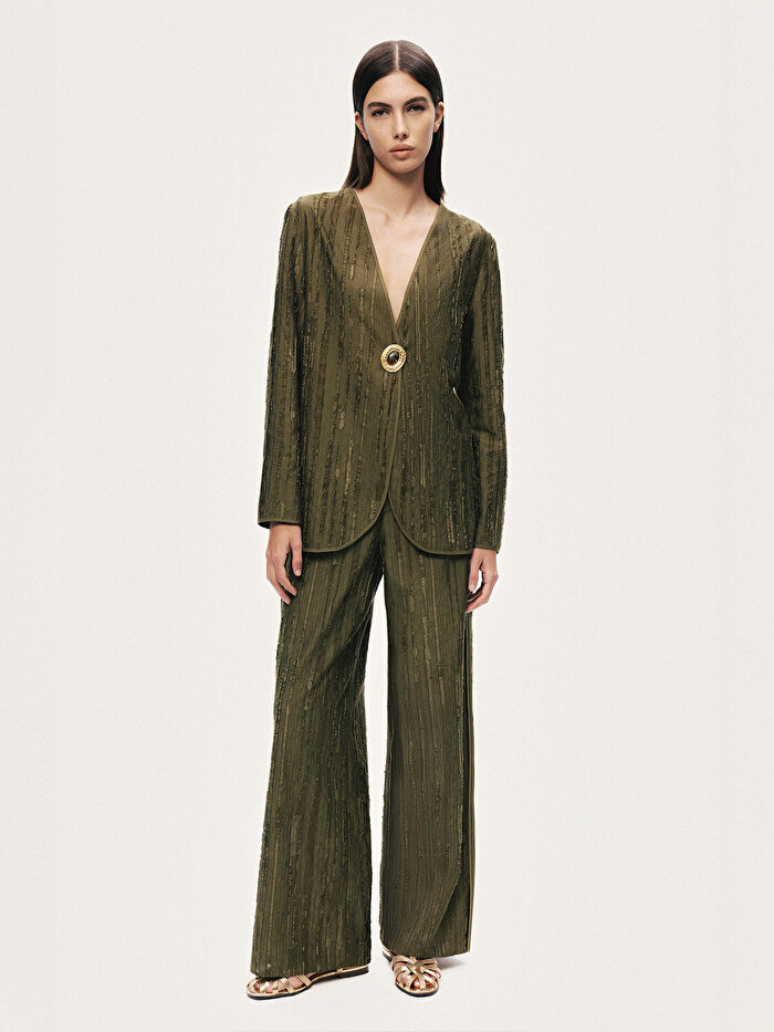 Nocturne Jakarlı Broş Detaylı Ceket