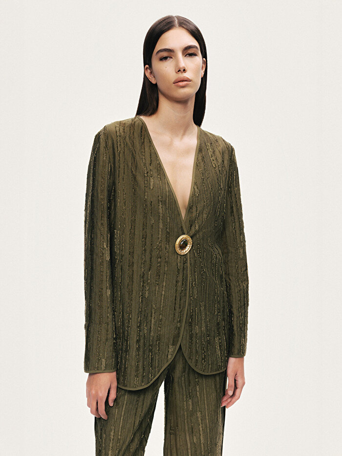 Nocturne Jakarlı Broş Detaylı Ceket