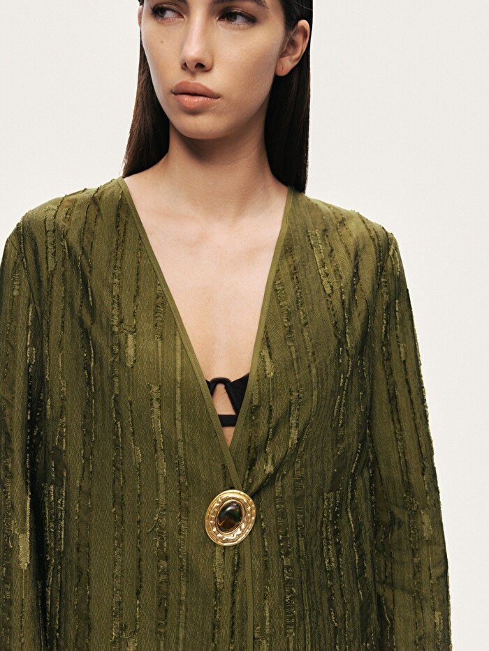 Nocturne Jakarlı Broş Detaylı Ceket