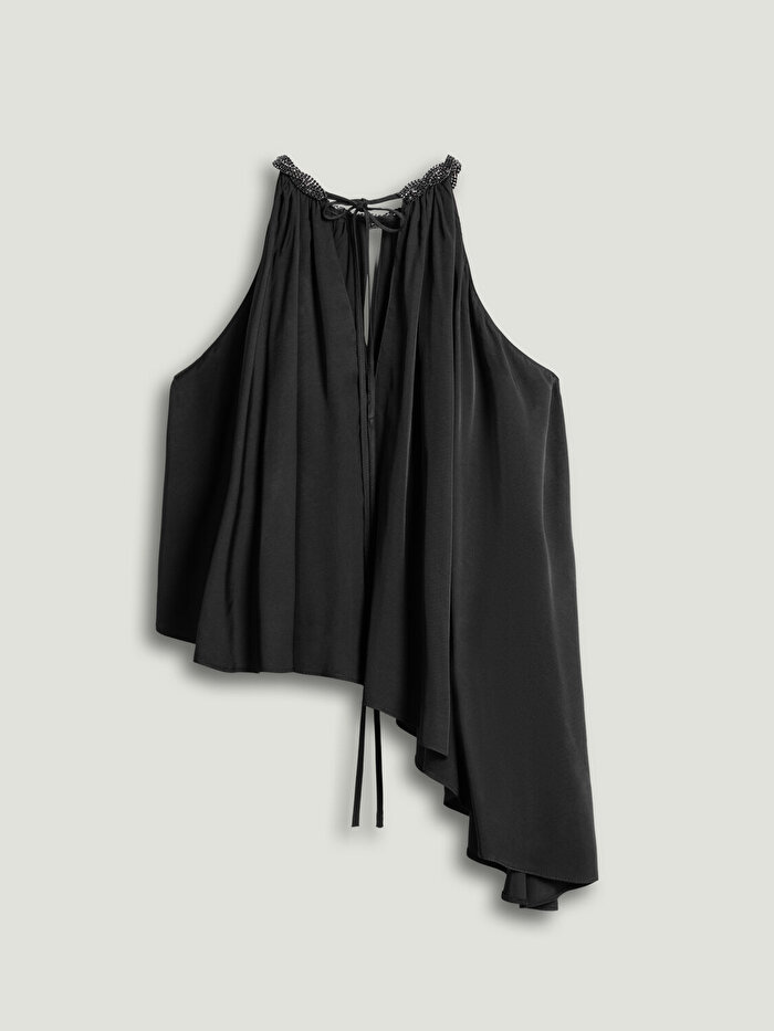 Nocturne Taş Detaylı Asimetrik Bluz