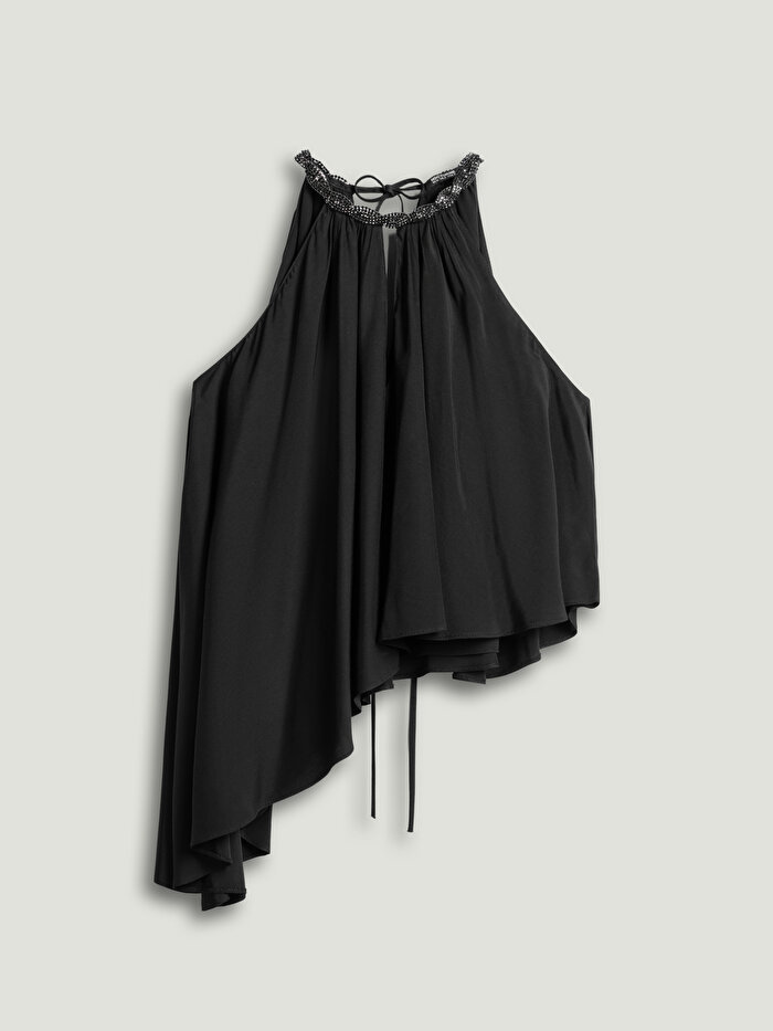 Nocturne Taş Detaylı Asimetrik Bluz