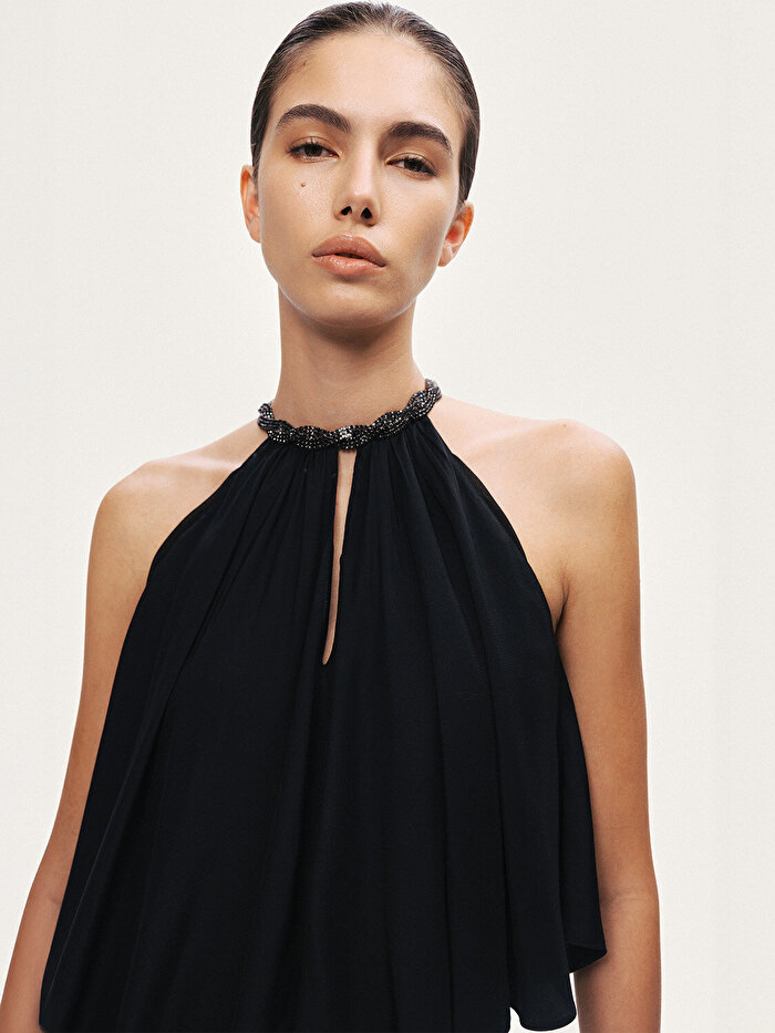 Nocturne Taş Detaylı Asimetrik Bluz