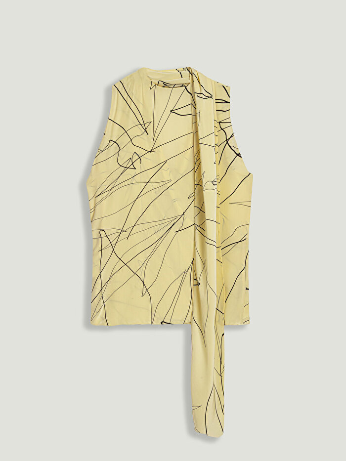 Nocturne Şal Detaylı Desenli Bluz