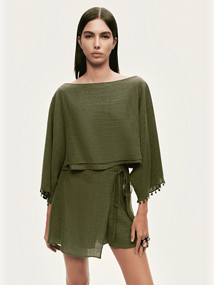 Nocturne Aksesuar Detaylı Kayık Yaka Bluz