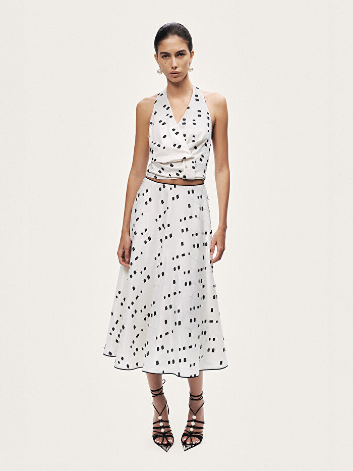 Nocturne Halter Yaka Desenli Bluz