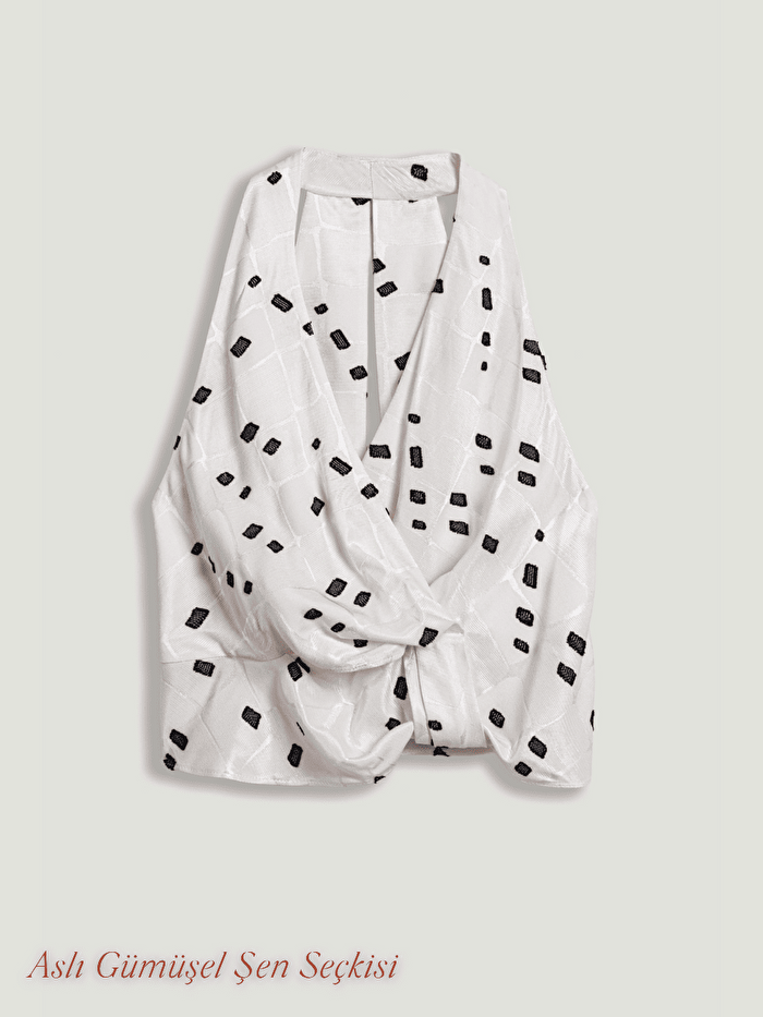 Nocturne Halter Yaka Desenli Bluz