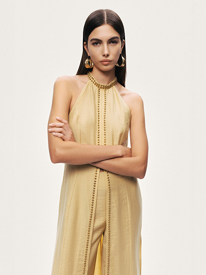 Nocturne Zımba Detaylı Yırtmaçlı Bluz