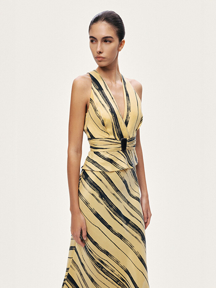 Nocturne Aksesuar Detaylı Çizgili Bluz