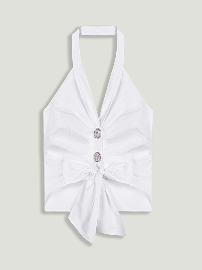 Nocturne Aksesuar Detaylı Halter Yaka Bluz