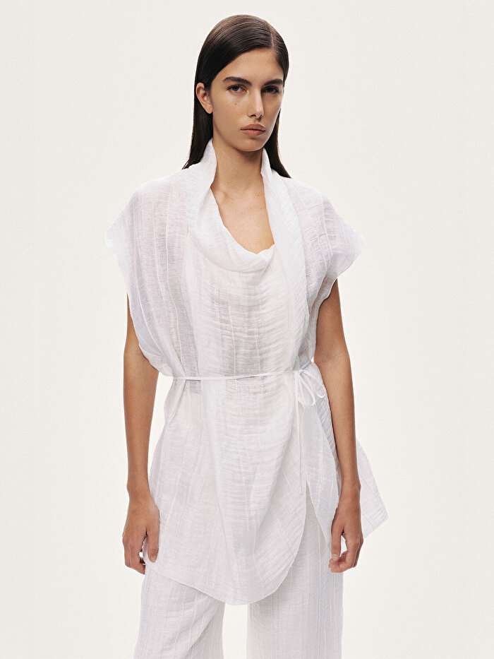 Nocturne Kırışık Detaylı Kruvaze Yelek