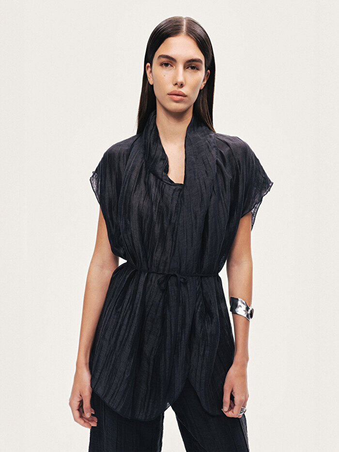 Nocturne Kırışık Detaylı Kruvaze Yelek