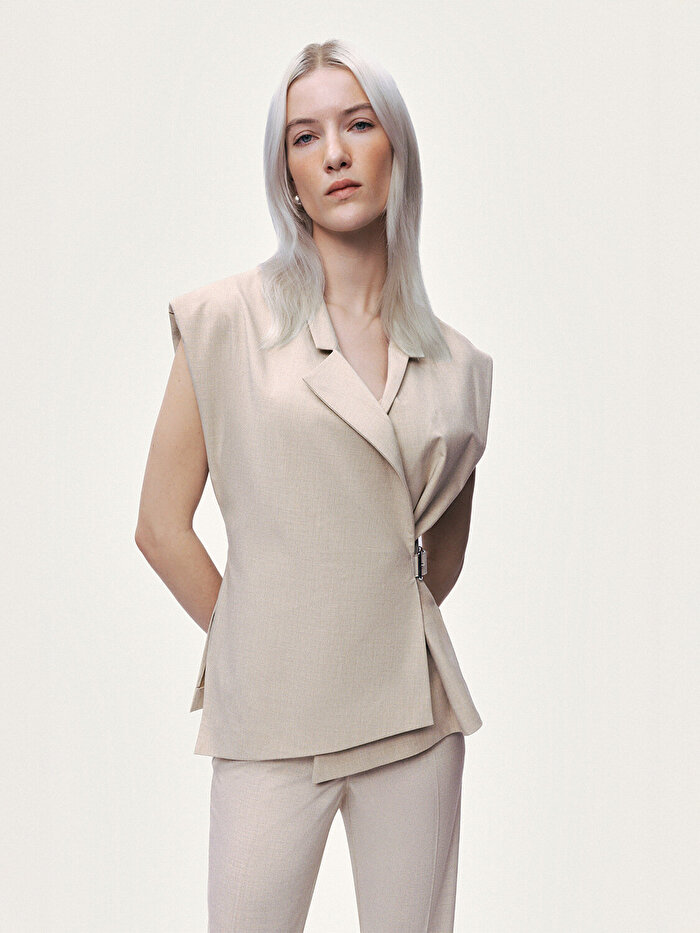 Nocturne Kemer Detaylı Kruvaze Yelek