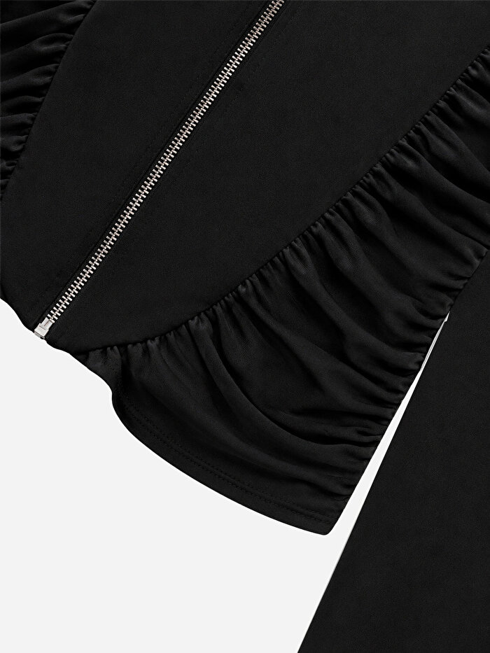Nocturne Büzgü ve Metal Fermuar Detaylı Bluz